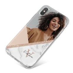 Geometric Marble Photo Upload IPhone Case -Wrap & Case Store Geometric Marble Photo Upload iPhone X Bumper Case on Silver iPhone
