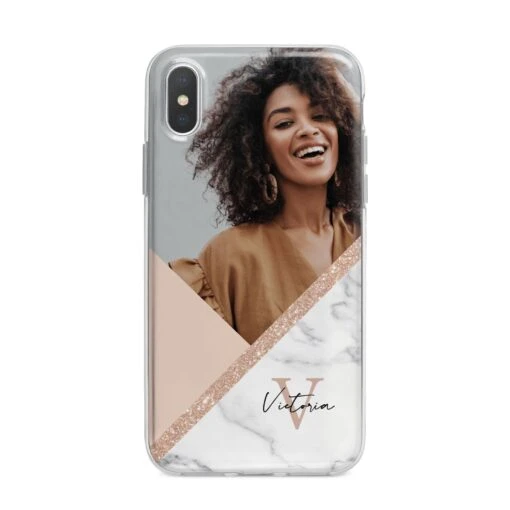 Geometric Marble Photo Upload IPhone Case - Image 5