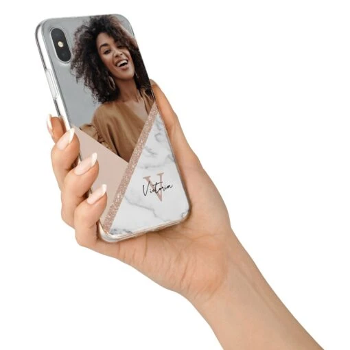 Geometric Marble Photo Upload IPhone Case - Image 6