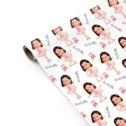 Front Page -Wrap & Case Store Girls Photo Face Ballerina Personalised Gift Wrap