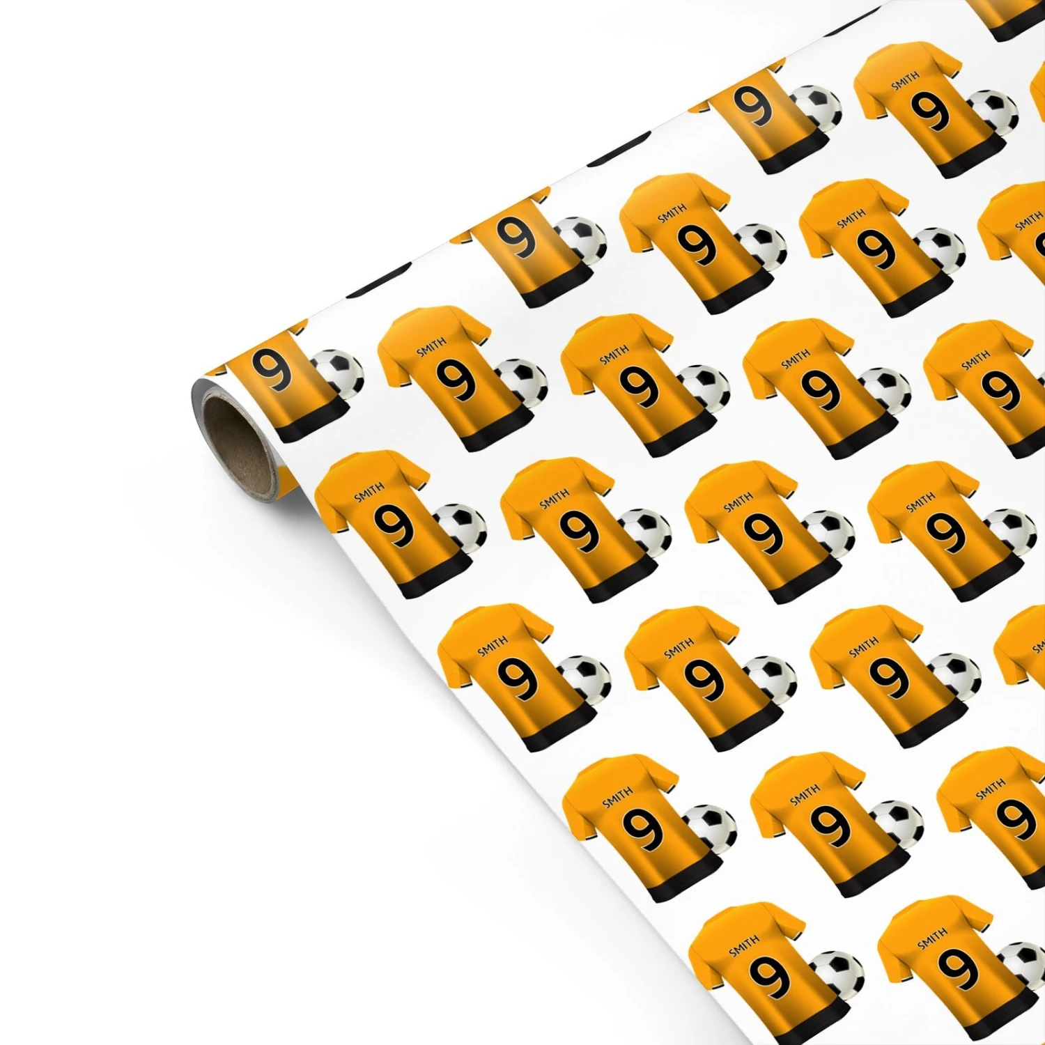 Gold And Black Football Shirt Personalised Wrapping Paper - Image 2