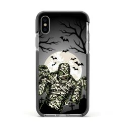 Halloween Mummy IPhone Case -Wrap & Case Store Halloween Mummy Apple iPhone Xs Impact Case Black Edge on Silver Phone