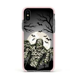 Halloween Mummy IPhone Case -Wrap & Case Store Halloween Mummy Apple iPhone Xs Impact Case Pink Edge on Black Phone