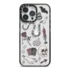 Halloween Spooky Stickers IPhone Case -Wrap & Case Store Halloween Spooky Stickers iPhone 14 Pro Max Black Impact Case on Silver phone