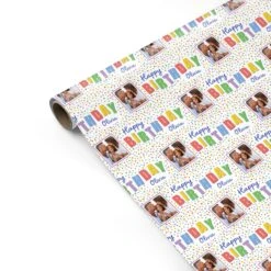 Happy Birthday Personalised Photo Upload Wrapping Paper -Wrap & Case Store Happy Birthday Personalised Photo Upload Personalised Gift Wrap