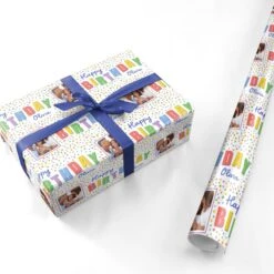 Happy Birthday Personalised Photo Upload Wrapping Paper -Wrap & Case Store Happy Birthday Personalised Photo Upload Personalised Wrapping Paper