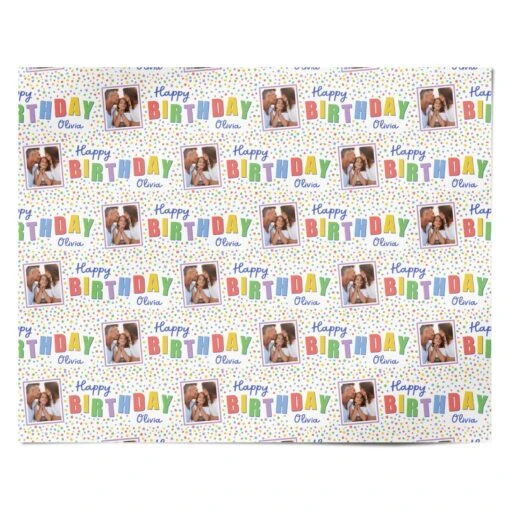 Happy Birthday Personalised Photo Upload Wrapping Paper - Image 4