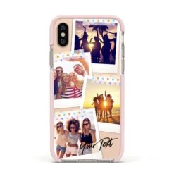 Heart Tape Photo With Text IPhone Case -Wrap & Case Store Heart Tape Photo with Text Apple iPhone Xs Impact Case Pink Edge on Gold Phone