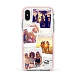 Heart Tape Photo With Text IPhone Case -Wrap & Case Store Heart Tape Photo with Text Apple iPhone Xs Impact Case Pink Edge on Silver Phone