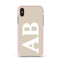 Initials IPhone Case -Wrap & Case Store Initials Apple iPhone Xs Impact Case Pink Edge on Gold Phone