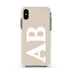 Initials IPhone Case -Wrap & Case Store Initials Apple iPhone Xs Impact Case White Edge on Black Phone