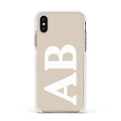 Initials IPhone Case -Wrap & Case Store Initials Apple iPhone Xs Impact Case White Edge on Gold Phone