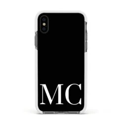 Initials Personalised 1 Apple IPhone Case -Wrap & Case Store Initials Personalised 1 Apple iPhone Xs Impact Case White Edge on Black Phone