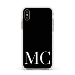 Initials Personalised 1 Apple IPhone Case -Wrap & Case Store Initials Personalised 1 Apple iPhone Xs Impact Case White Edge on Gold Phone