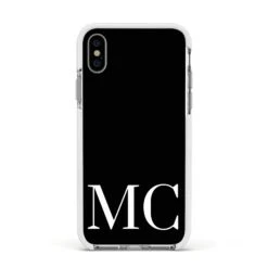 Initials Personalised 1 Apple IPhone Case -Wrap & Case Store Initials Personalised 1 Apple iPhone Xs Impact Case White Edge on Silver Phone