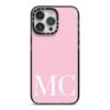 Initials Personalised 2 Apple IPhone Case -Wrap & Case Store Initials Personalised 2 iPhone 14 Pro Max Black Impact Case on Silver phone