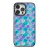 Iridescent Mermaid Scales IPhone Case -Wrap & Case Store Iridescent Mermaid Scales iPhone 14 Pro Max Black Impact Case on Silver phone