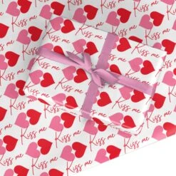 Kiss Me Love Heart Valentines Day Wrapping Paper