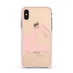 Left Hand In Half Heart With Name IPhone Case -Wrap & Case Store Left Hand in Half Heart with Name Apple iPhone Xs Impact Case Pink Edge on Gold Phone
