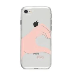 Left Hand In Half Heart With Name IPhone Case -Wrap & Case Store Left Hand in Half Heart with Name iPhone 8 Bumper Case on Silver iPhone