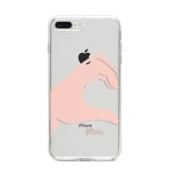 Left Hand In Half Heart With Name IPhone Case -Wrap & Case Store Left Hand in Half Heart with Name iPhone 8 Plus Bumper Case on Silver iPhone