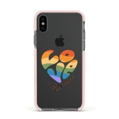 Love Has No Gender IPhone Case -Wrap & Case Store Love Has No Gender Apple iPhone Xs Impact Case Pink Edge on Black Phone