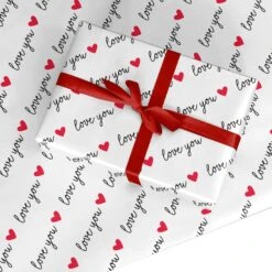 Love You Heart Pattern Wrapping Paper
