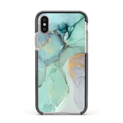 Marble Pattern IPhone Case -Wrap & Case Store Marble Pattern Apple iPhone Xs Impact Case Black Edge on Gold Phone