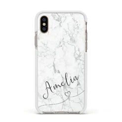 Marble With Custom Name IPhone Case -Wrap & Case Store Marble with Custom Name Apple iPhone Xs Impact Case White Edge on Gold Phone