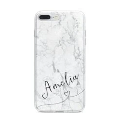 Marble With Custom Name IPhone Case -Wrap & Case Store Marble with Custom Name iPhone 7 Plus Bumper Case on Silver iPhone