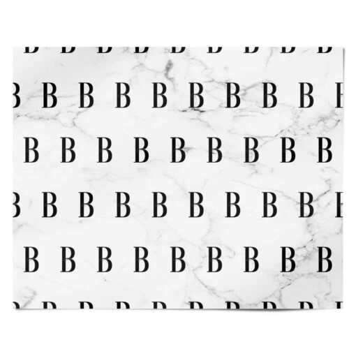 Monogrammed White Marble Wrapping Paper - Image 4