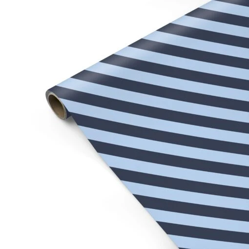 Navy And Light Blue Stripe Wrapping Paper - Image 3