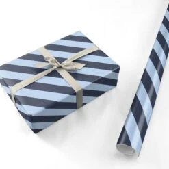 Navy And Light Blue Stripe Wrapping Paper -Wrap & Case Store Navy and Light Blue Stripe Personalised Wrapping Paper