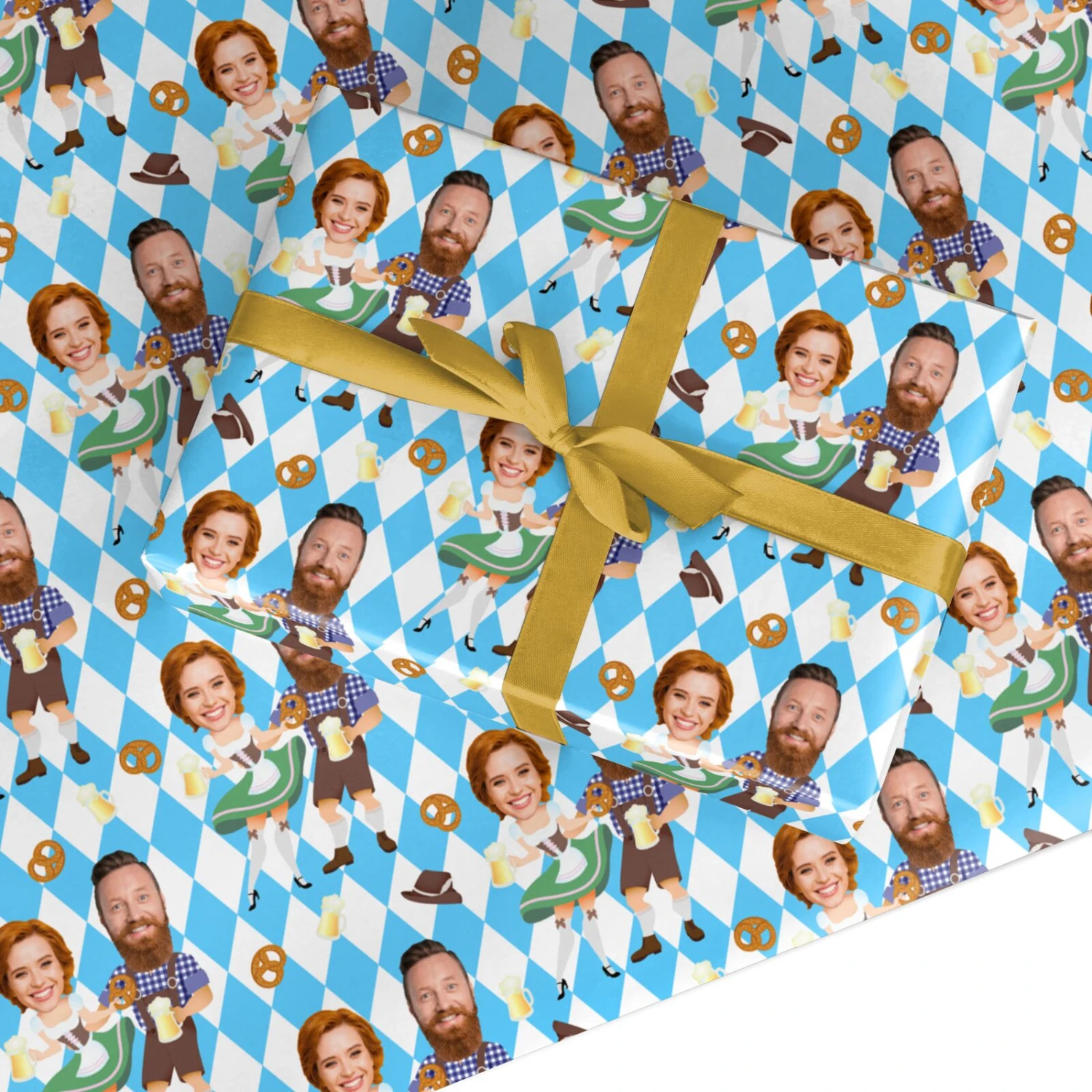 Oktoberfest Personalised Couples Face Wrapping Paper