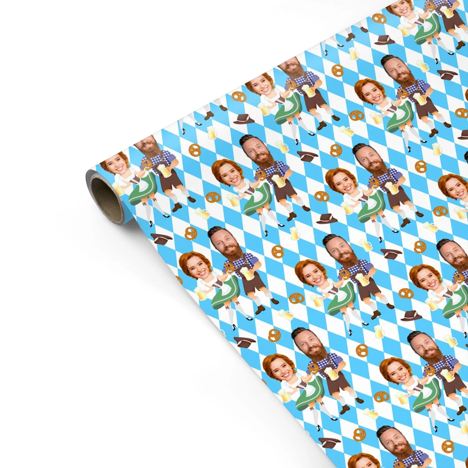 Oktoberfest Personalised Couples Face Wrapping Paper - Image 2