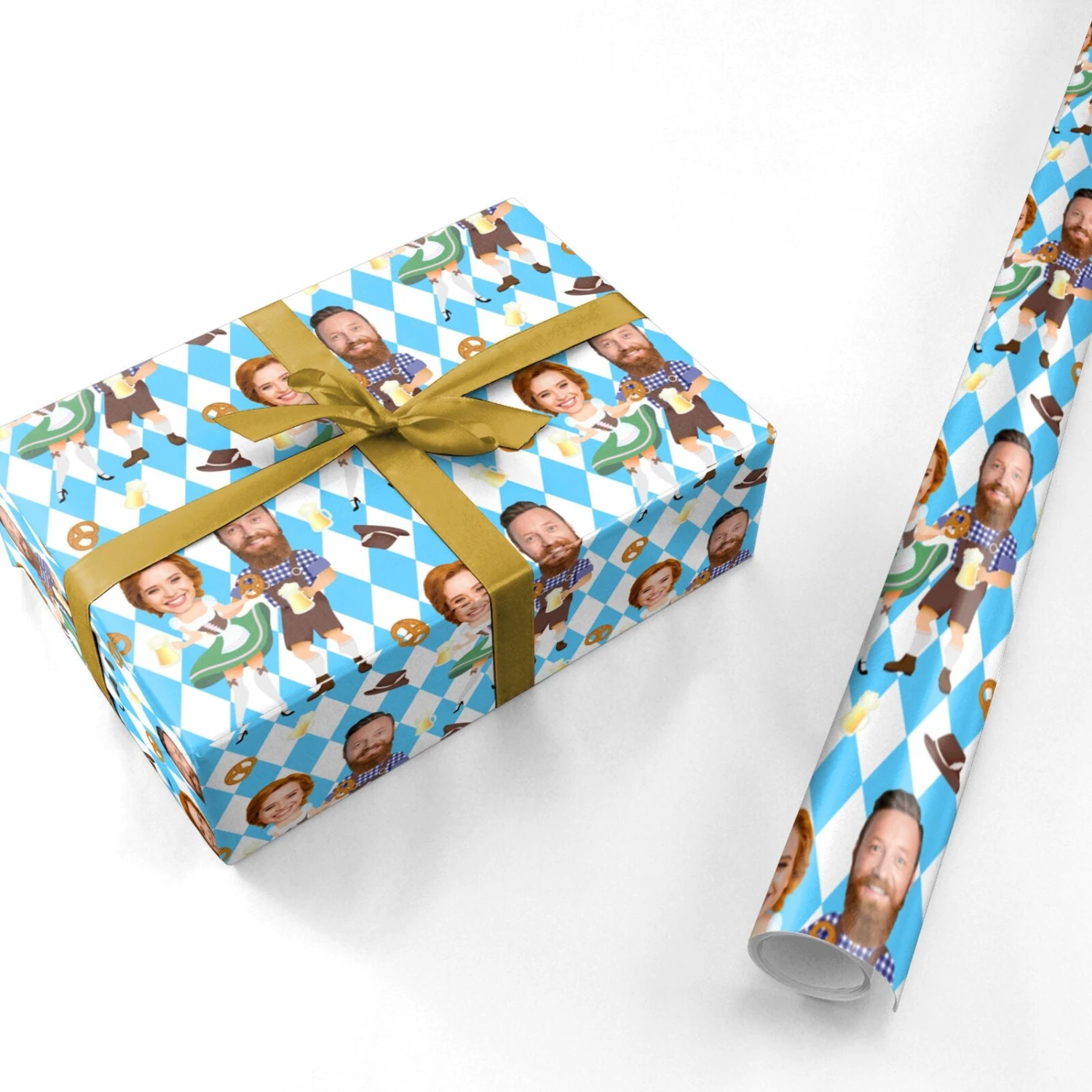 Oktoberfest Personalised Couples Face Wrapping Paper - Image 3
