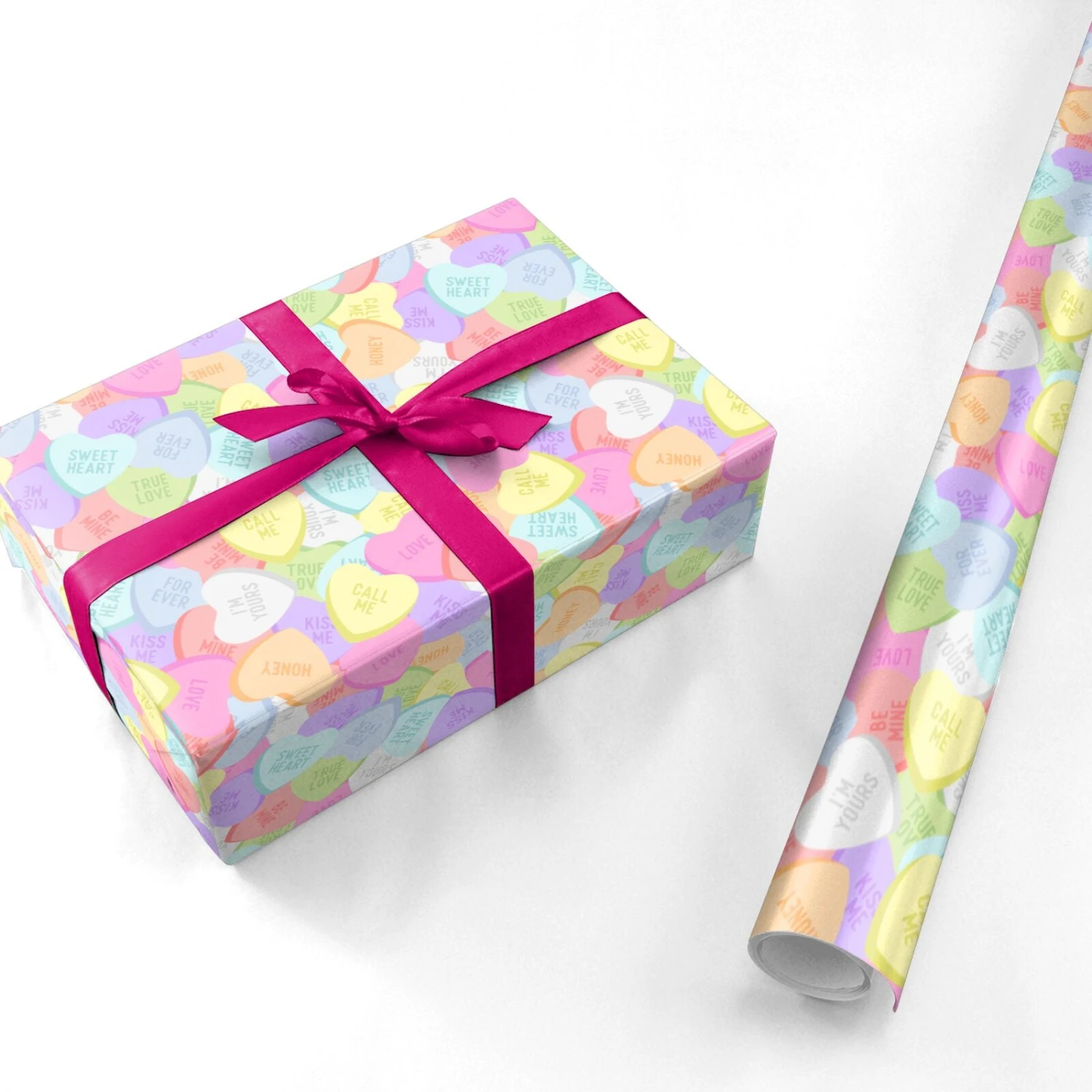 Pastel Candy Hearts Wrapping Paper - Image 3