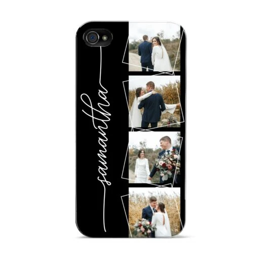 Personalised 4 Photo Couple Name IPhone Case - Image 4