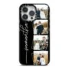Personalised 4 Photo Couple Name IPhone Case -Wrap & Case Store Personalised 4 Photo Couple Name iPhone 14 Pro Max Black Impact Case on Silver phone