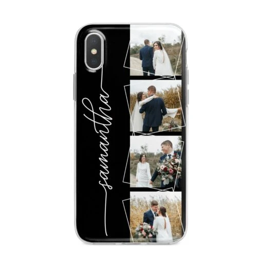 Personalised 4 Photo Couple Name IPhone Case - Image 5