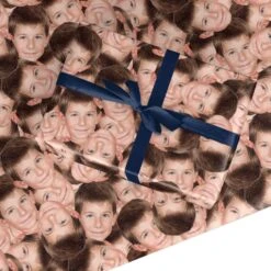 Personalised Boys Face Photo Collage Wrapping Paper