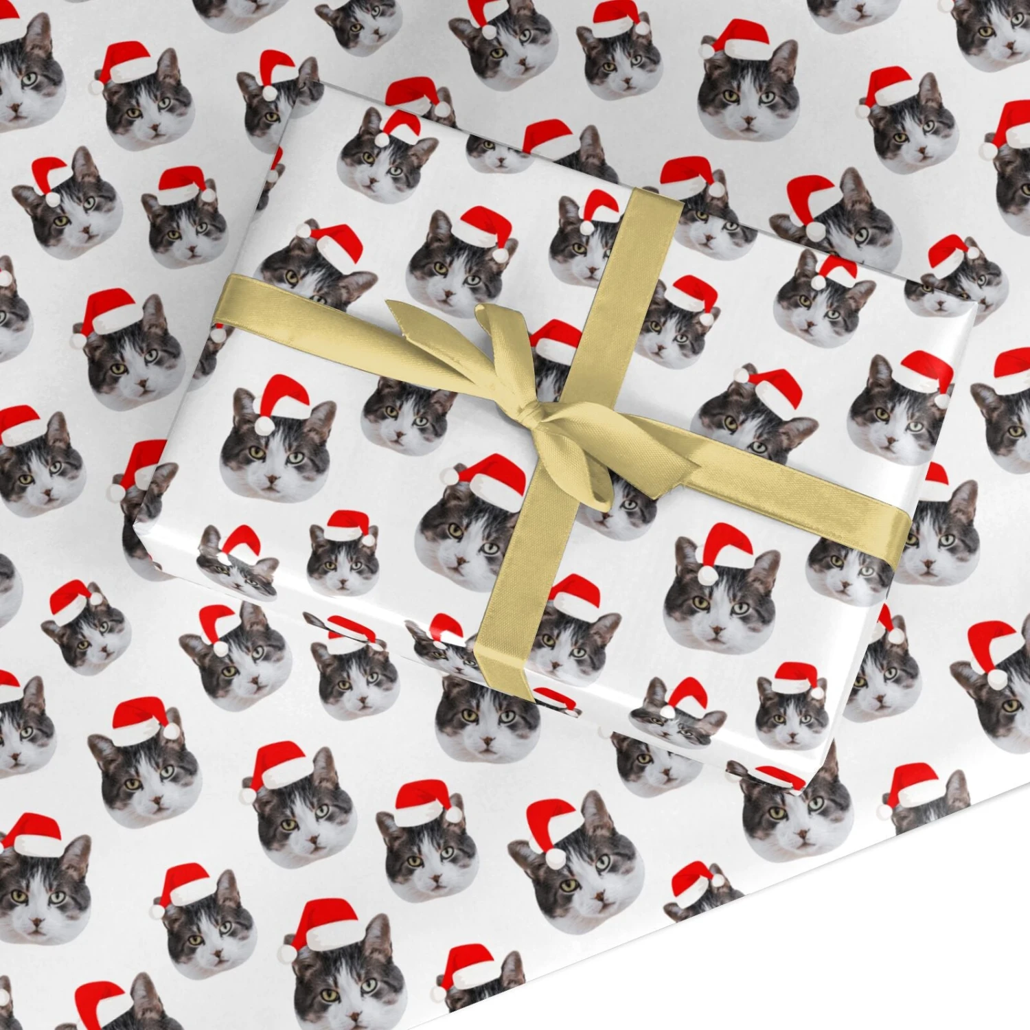 Personalised Cat Santa Hat Wrapping Paper
