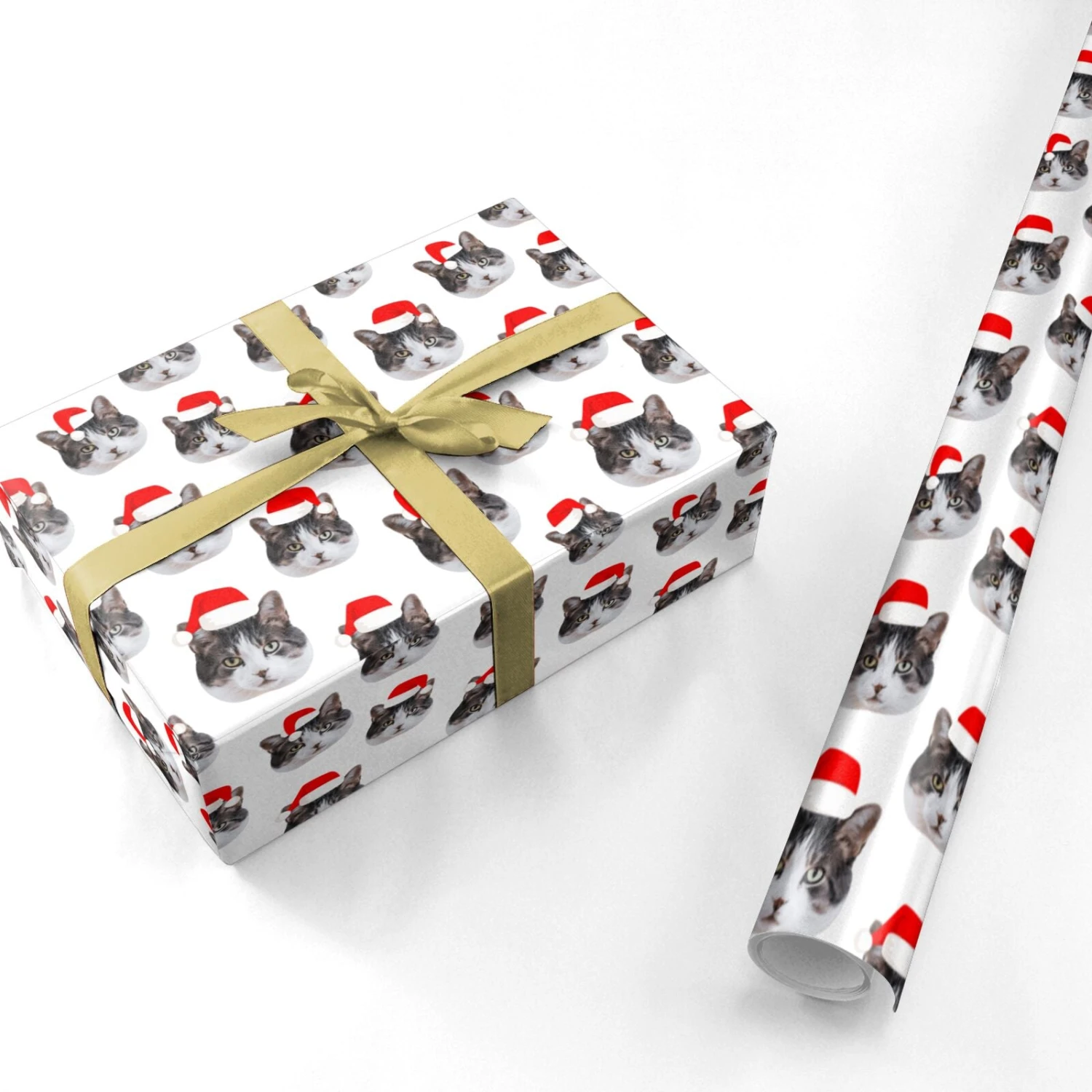 Personalised Cat Santa Hat Wrapping Paper - Image 3