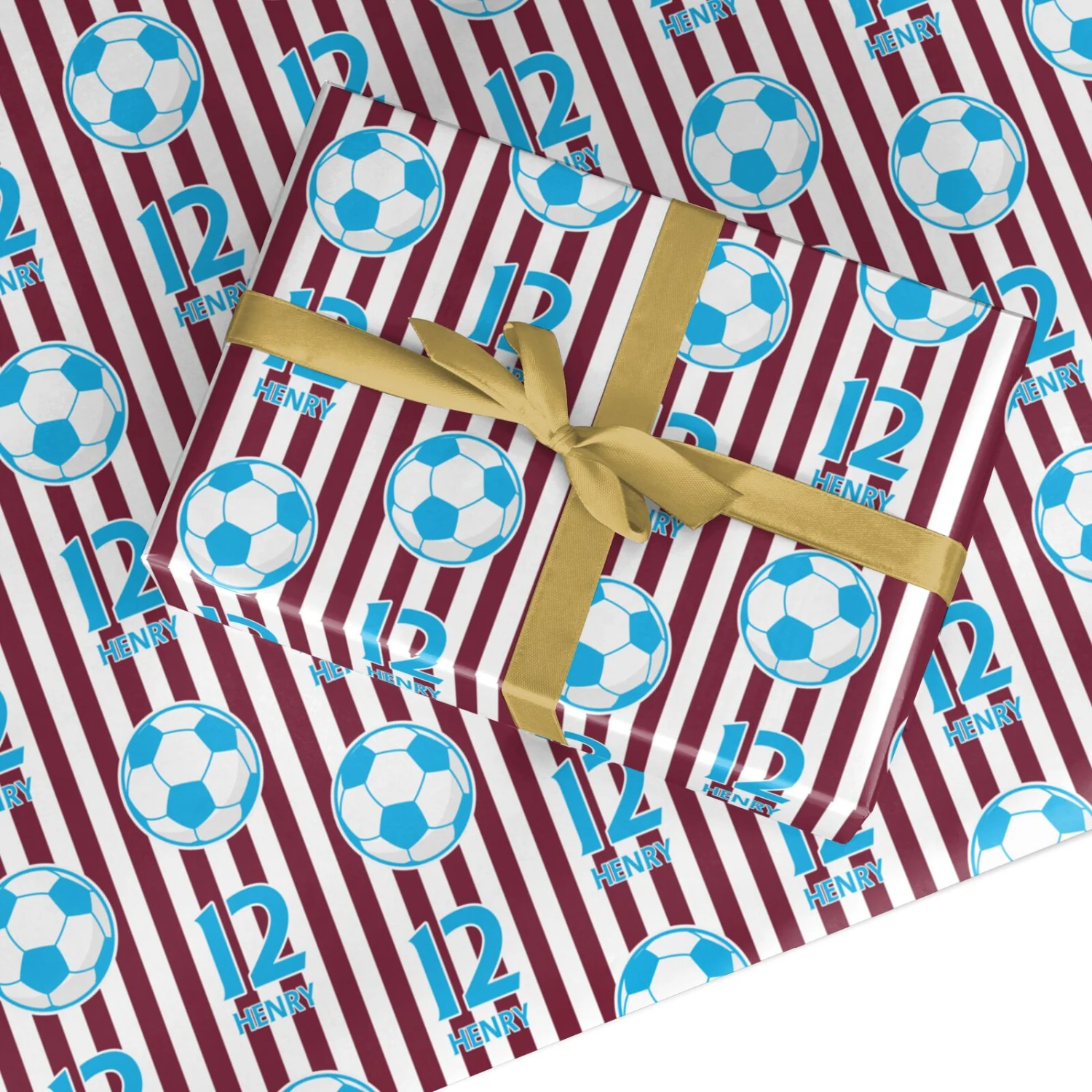 Personalised Claret And Blue Football Wrapping Paper