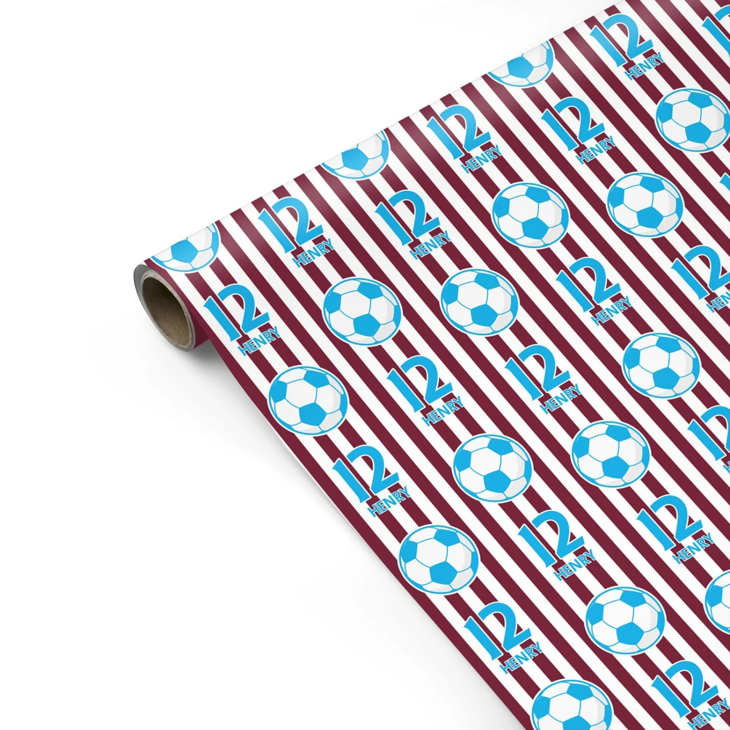 Personalised Claret And Blue Football Wrapping Paper - Image 2