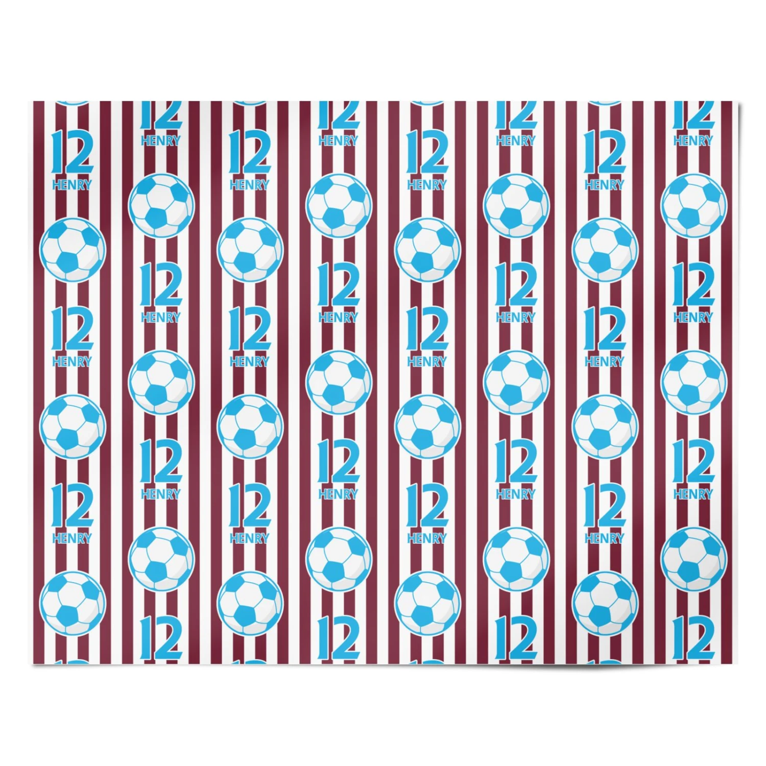 Personalised Claret And Blue Football Wrapping Paper - Image 4