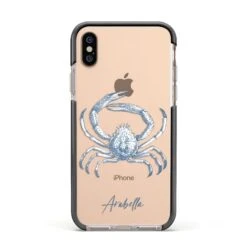 Personalised Crab IPhone Case -Wrap & Case Store Personalised Crab Apple iPhone Xs Impact Case Black Edge on Gold Phone
