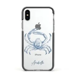 Personalised Crab IPhone Case -Wrap & Case Store Personalised Crab Apple iPhone Xs Impact Case Black Edge on Silver Phone