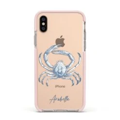 Personalised Crab IPhone Case -Wrap & Case Store Personalised Crab Apple iPhone Xs Impact Case Pink Edge on Gold Phone