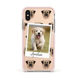 Personalised Dog Photo IPhone Case -Wrap & Case Store Personalised Dog Photo Apple iPhone Xs Impact Case Pink Edge on Gold Phone